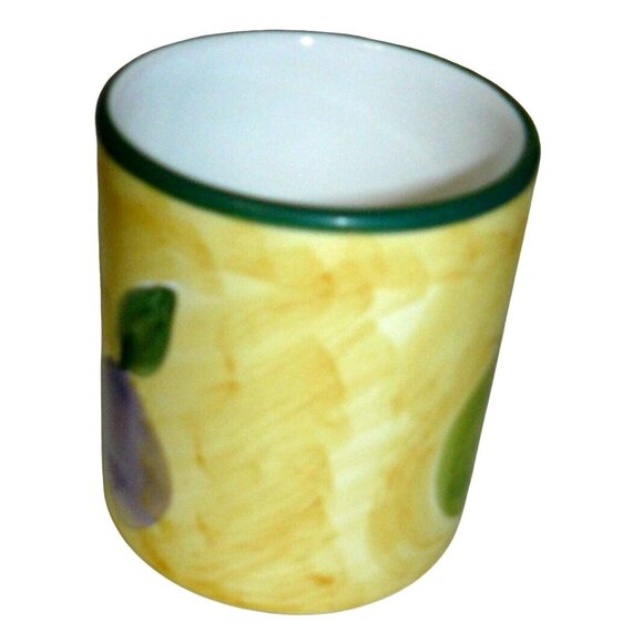 Hand-painted Caleca Frutta Ceramic Coffee Tea Mug Cup Pear Plum Yellow Green Acc - Picture 4 of 4